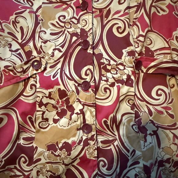 Lane Bryant Floral Long Jacket 20 Pink Purple Lightweight Cotton Lined Boho - Picture 5 of 12